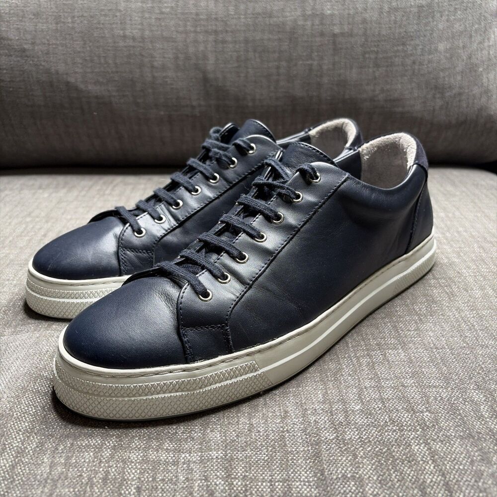 Sunspel Mens Navy Blue Leather Sneakers Shoes US 11 Casual Designer